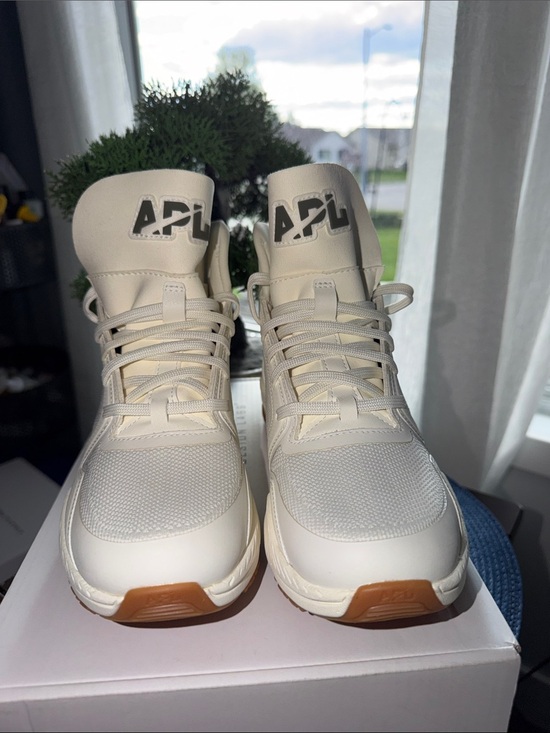 APL Women’s High-Top Athletic Sneakers in Cream with Gum Outsole main image 4